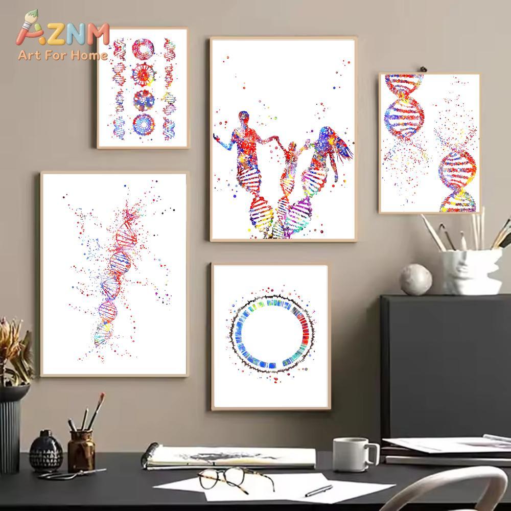 AZNM Colorful Watercolor DNA G - Medical Lab Posters ulasan dan harga